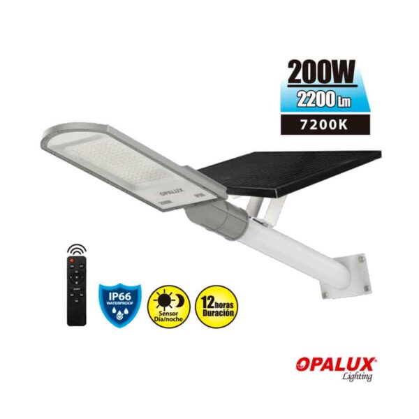 LUMINARIA LED CON PANEL SOLAR 200W OPALUX